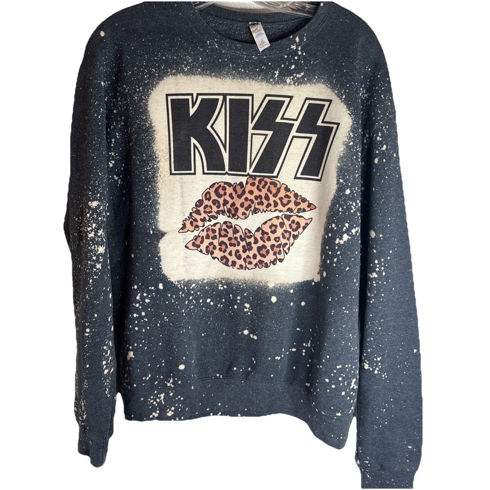 NWOT Kiss‎ Leopard Metal Music Band Merch Sweatshirt Medium